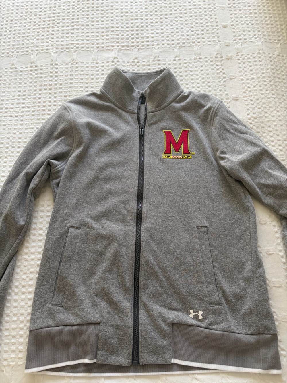 Under Armour Gray Full-Zip Jacket with Red & Yellow 'M' Patch
